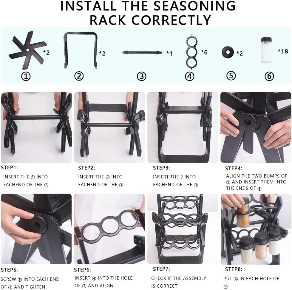 360° Rotating Spice Rack Organizer With 18 Spice Jars