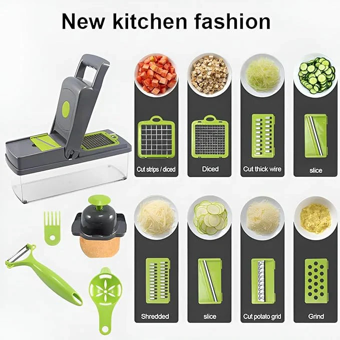 14-in-1 Multifunctional Vegetable Chopper, Mandoline Slicer & Dicer