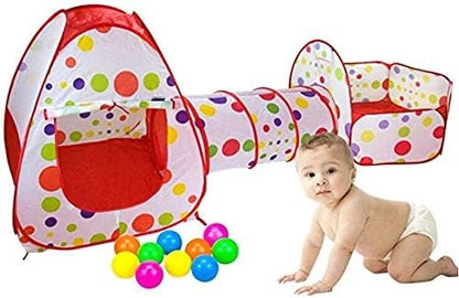 3-in-1 Kids Play Tent Set with Tunnel & 100 Balls