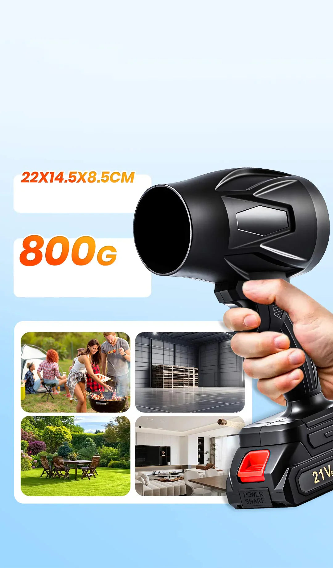 Jet Blower with Charger & 2 x Battery | Easy Cleaner for Car and Home