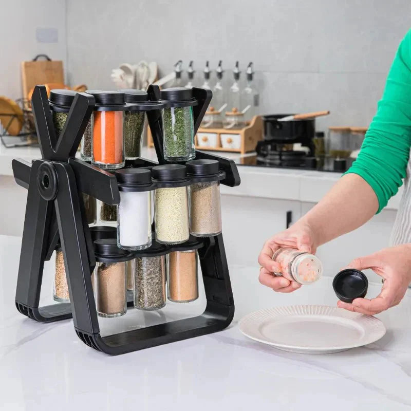 360° Rotating Spice Rack Organizer With 18 Spice Jars
