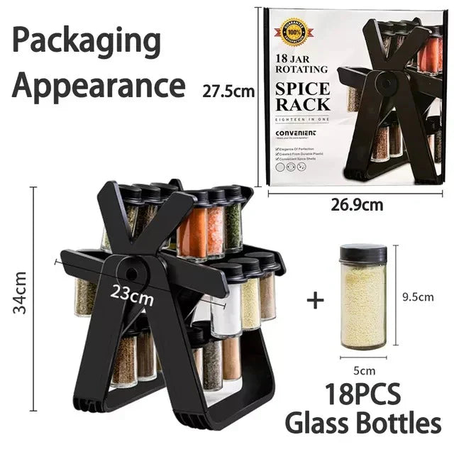 360° Rotating Spice Rack Organizer With 18 Spice Jars