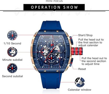 MINI FOCUS Men’s Big Dial Luminous Waterproof  Wristwatch