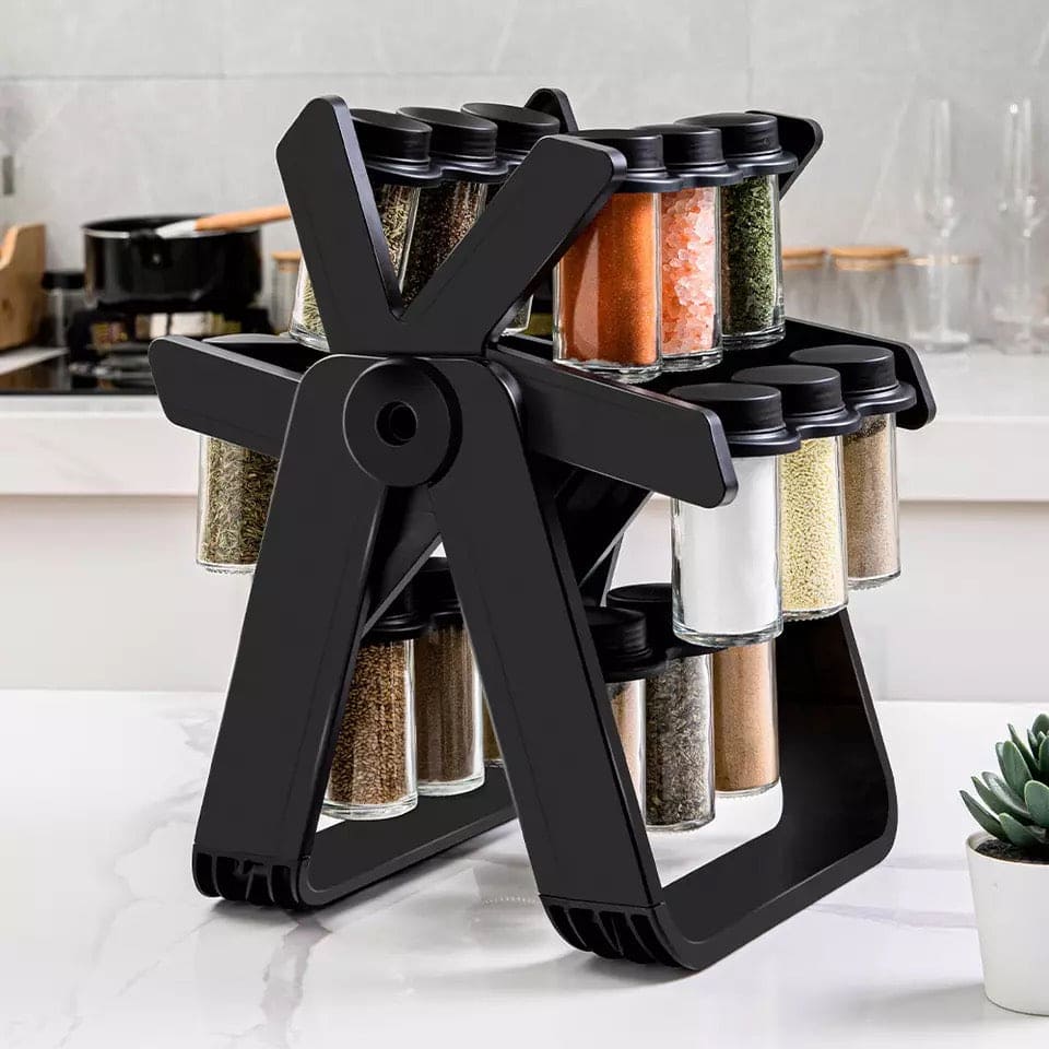 360° Rotating Spice Rack Organizer With 18 Spice Jars